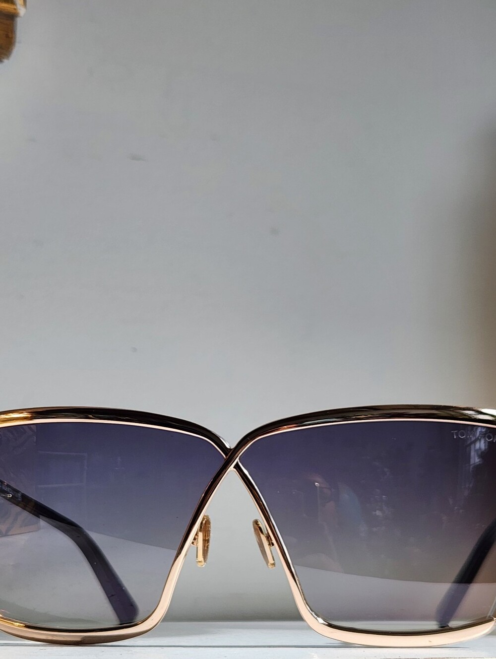 Tom Ford Gold Frame Gradient Blue Shield Sunglasses